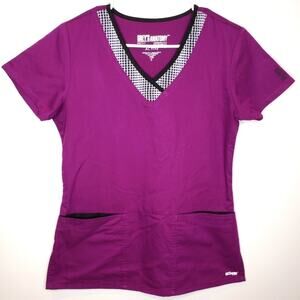 Grey's Anatomy Professional Wear Purple V Neck Active Scrub Top Small